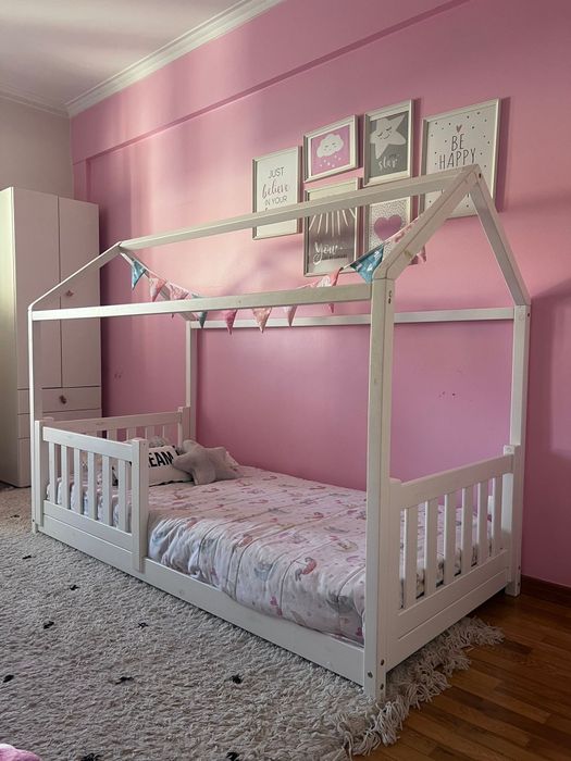 Cama infantil casa Pinho 90x200 branco