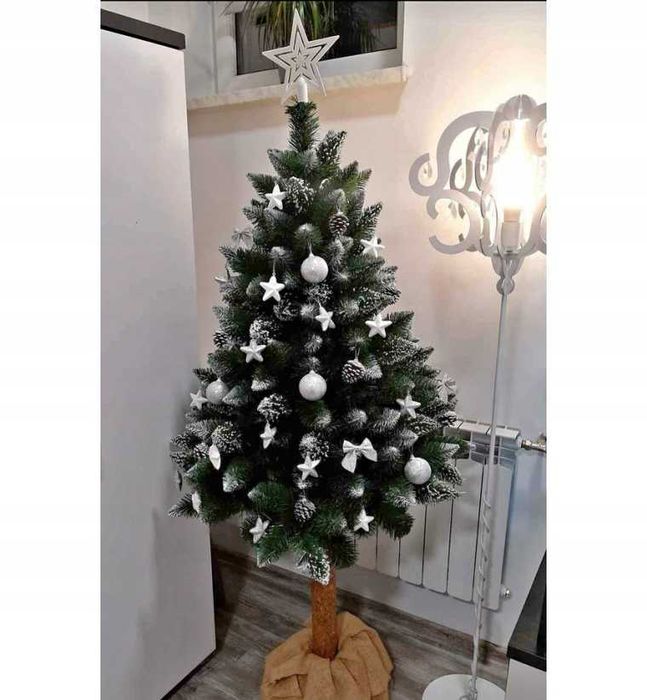 HIT Choinka Sztuczna na Pniu 180 cm SOSNA DIAMENTOWA PREMIUM i Lampki