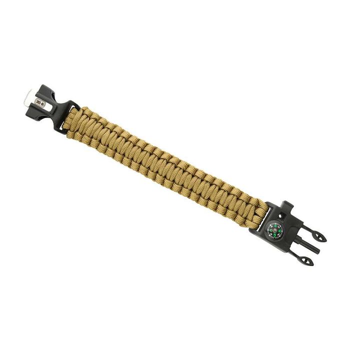 Bransoletka Paracord z Krzesiwem,Kompasem i Gwizdkiem Tan