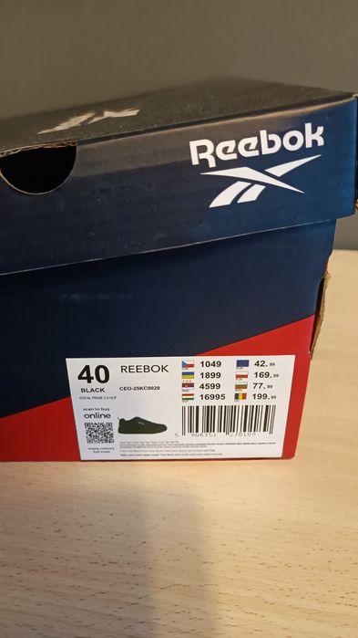 Buty sneakersy Reebok 40 czarne NOWE