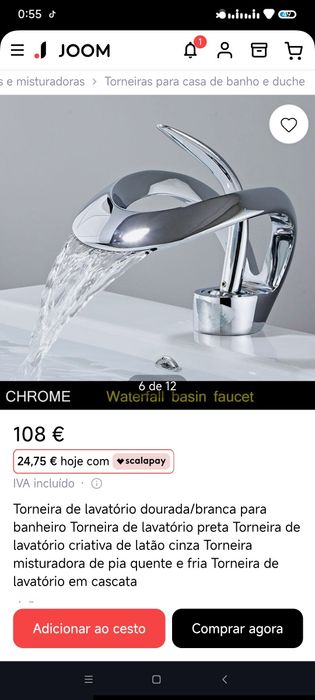 Torneira design. Água em cascata