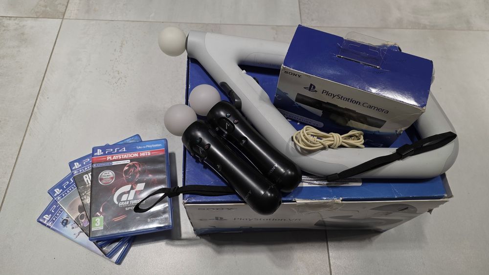 Playstation VR ps4 + kontolery + karabin VR + kierownica + GRY full zestaw