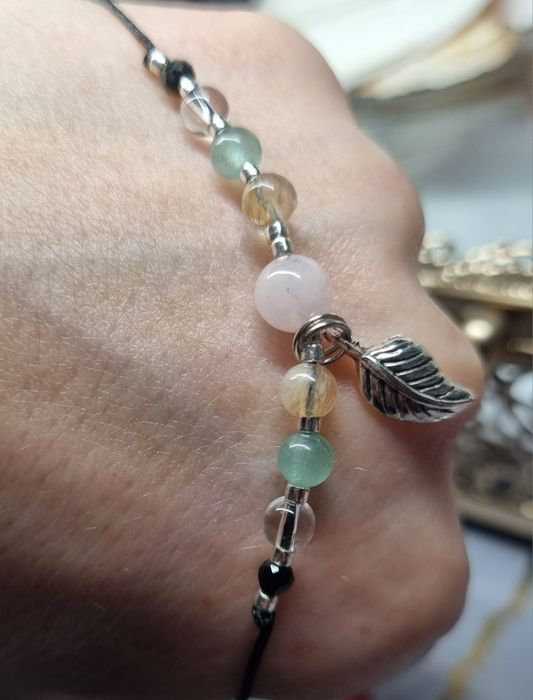 Bransoletka miłości walentynki kwarc różowy cytryn awenturyn turmalin