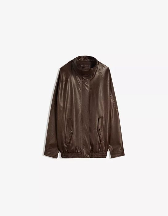 Куртка Bershka в стилі оверсайз зі штучної шкіри, кожанка