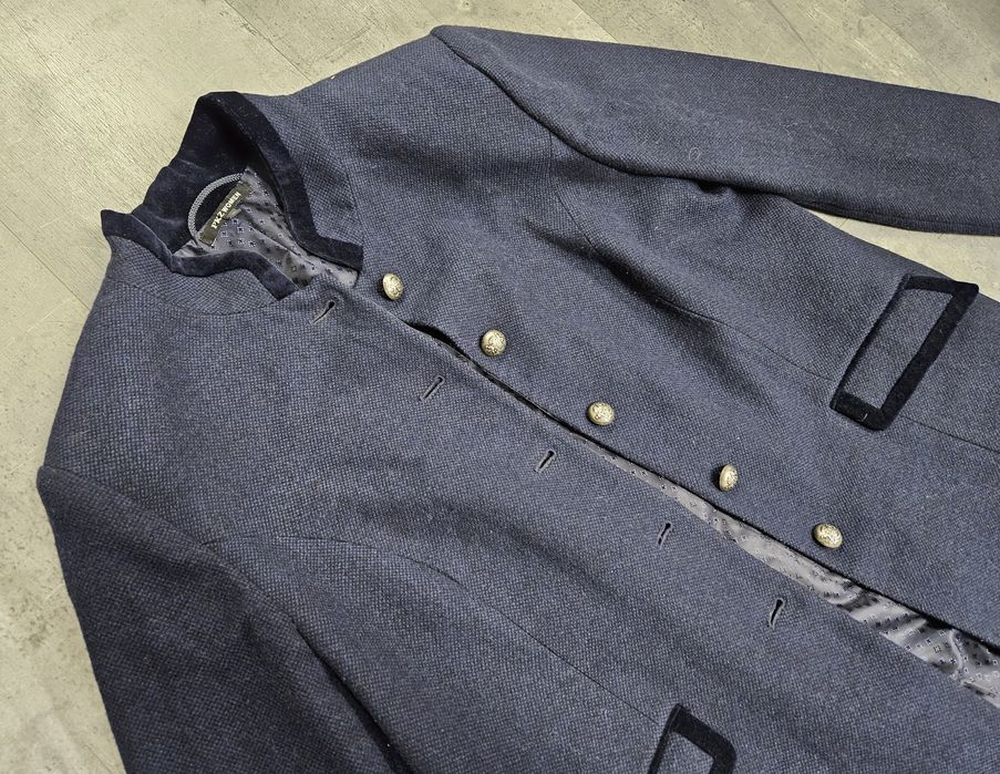 Granatowy wełniany płaszcz Coat L wełna