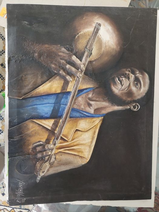 Pintura a óleo com relevo  assinada