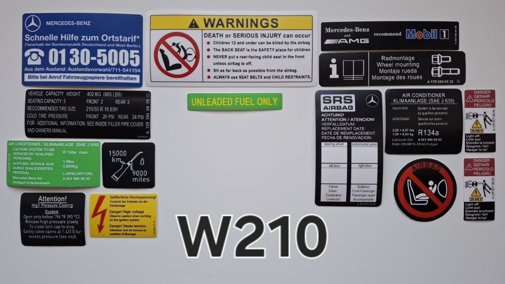 Наклейки Мерседес 190, 123, 124, 126, 140. Реставрационные стикеры