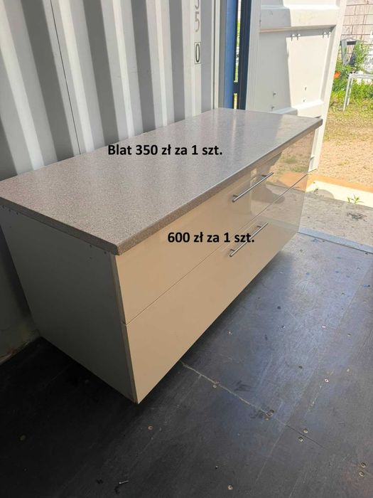 Szafka z szufladami kuchenna 156x68 szafki kremowe beżowe połysk biuro
