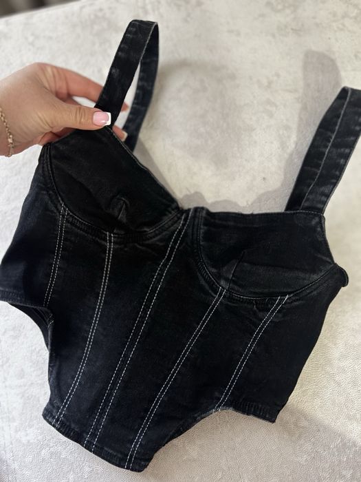 Топ корсет ZARA S/M джинсовий чорний