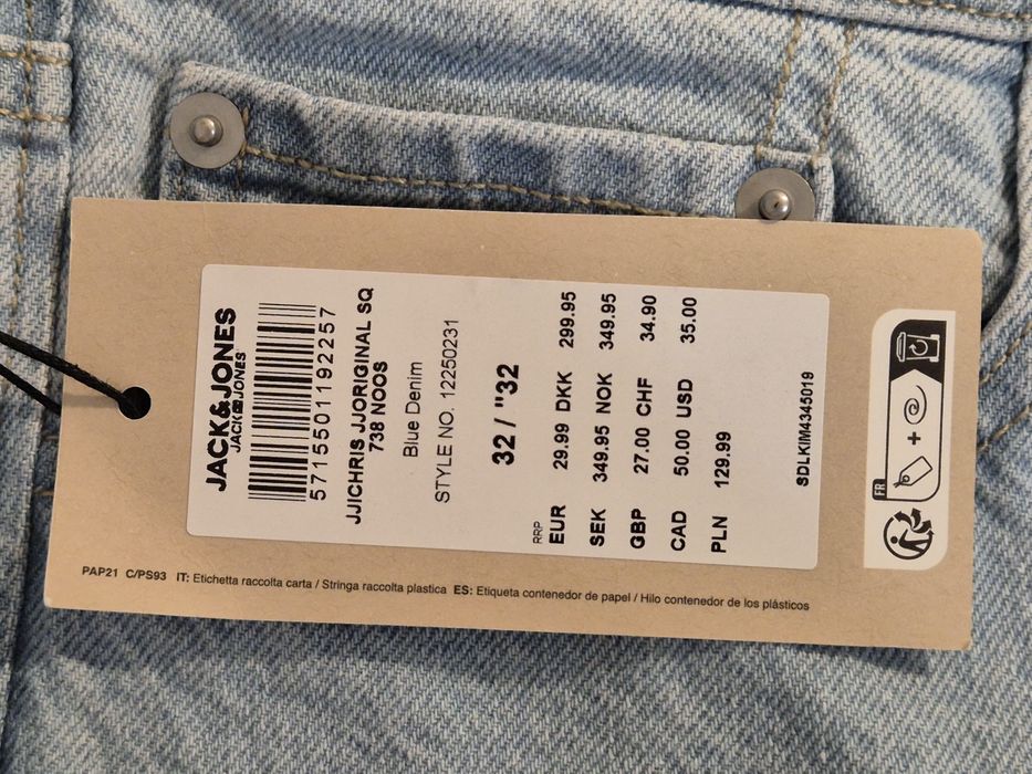 Nowe męskie jeansy Jack&Jones JJICHRIS JJORIGINALl SQ738 (W32, L32)