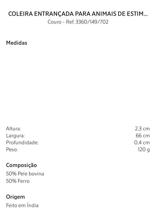 Coleira Entraçada Para Animais De Estimação Zara Home NOVO