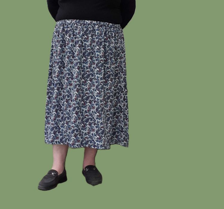 54 56 Jak nowa spódnica w gumę midi letnia plażowa wzory paisley retro