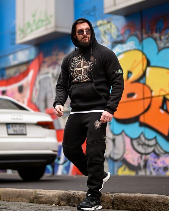 Чоловічий зимовий спортивний костюм Stone Island gerona black комплект