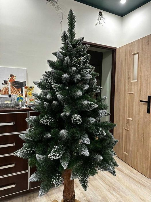 HIT Choinka Sztuczna na Pniu 180 cm SOSNA DIAMENTOWA PREMIUM i Lampki