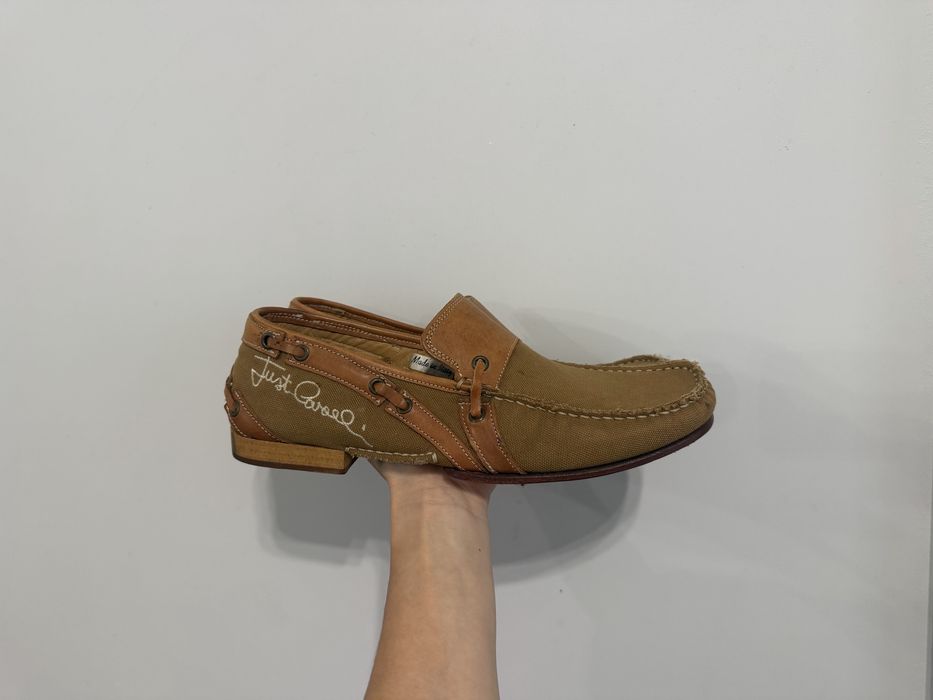 Just Cavalli vintage Płócienne mokasyny ze skórzanymi wstawkami r. 41 vintage