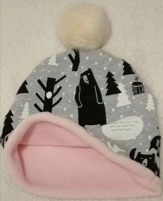 Czapka zimowa z pomponem Handmade 47-50 cm 1-4 lata