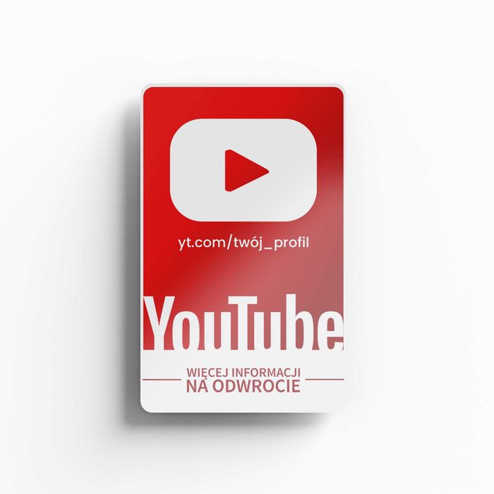 Karta wizytówka PVC – YouTube z kodem QR - 10szt
