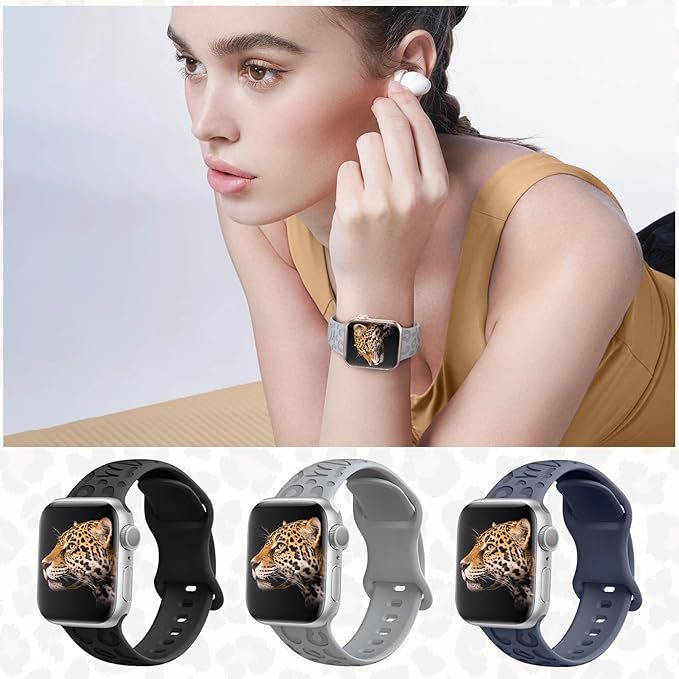 Bransoletki Apple Watch 38 mm - 3 szt. silikon, panterka