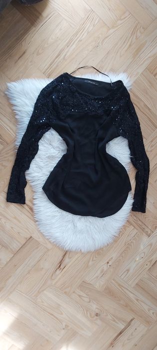 Bluzka koszula cyrkonie elegancka czarna h&m
