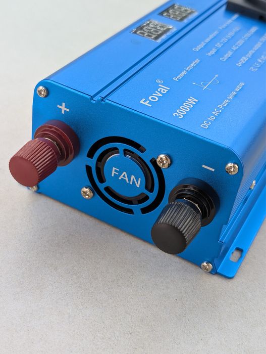 Інвертор Foval 3000W 12V чистий синус (чиста синусоїда) 2 розетки