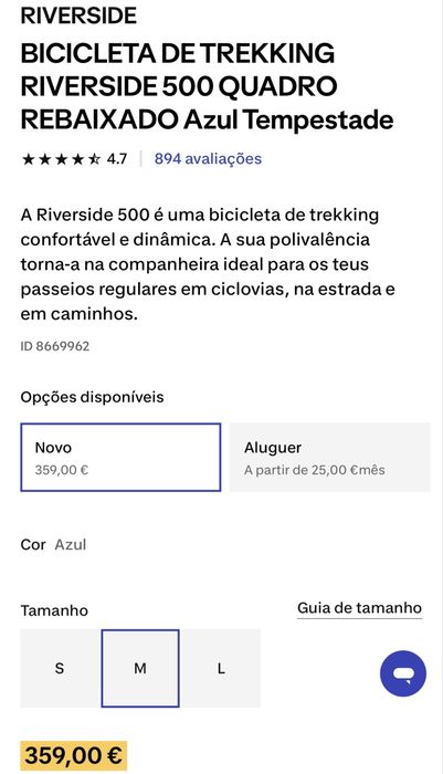 bicicleta de trekking riverside 500 quadro rebaixado azul tempestade