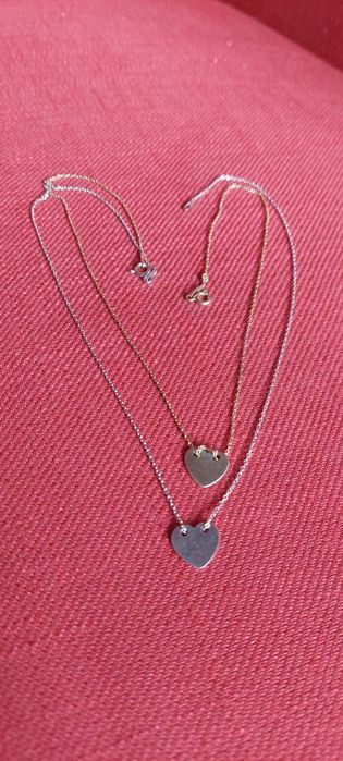 Dwa naszyjniki z serduszkiem celebrytka srebrne 925