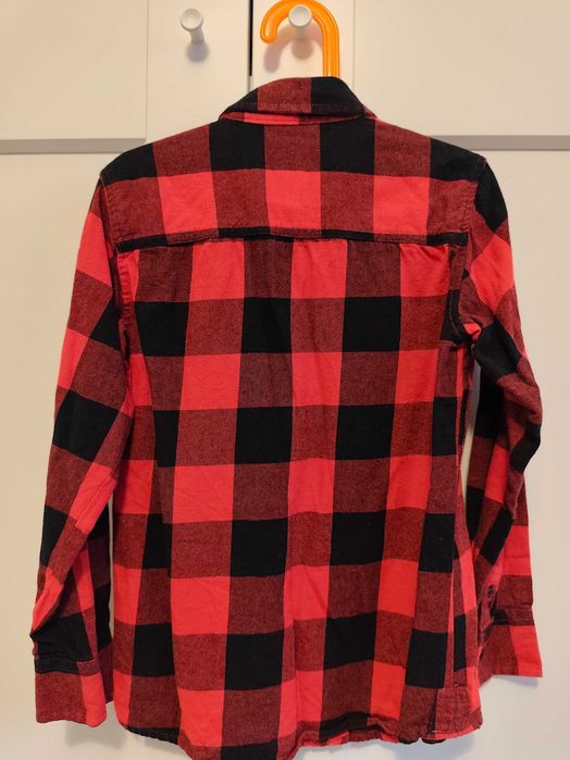 Koszula chłopięca 134 czerwono czarna krata świąteczna