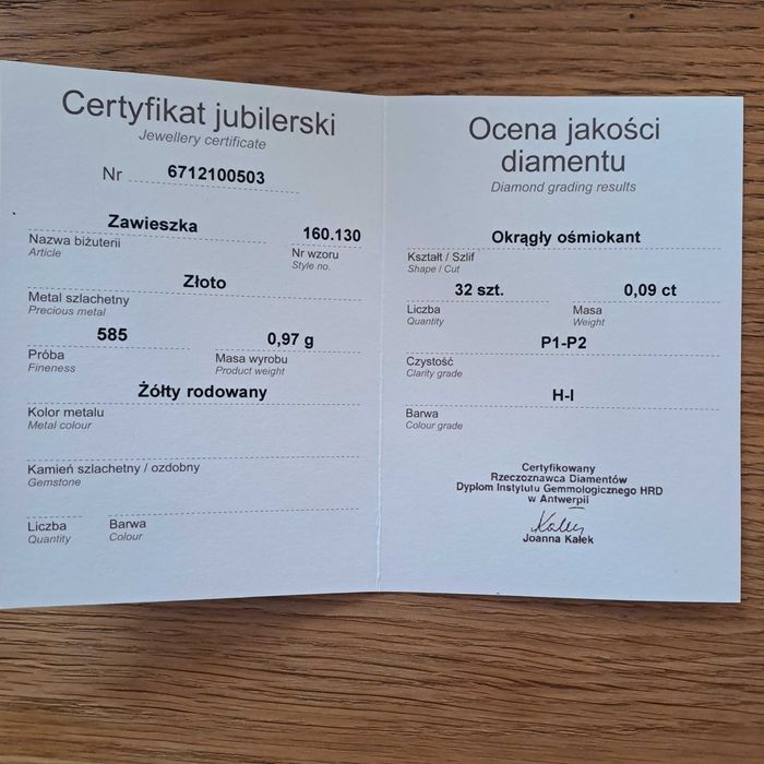Złoty komplet z diamentami