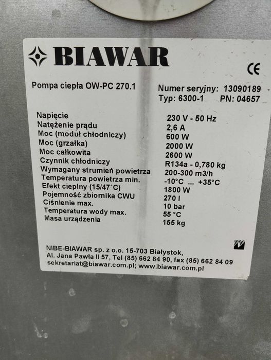pompa ciepła OW-PC 270.1 Biawar