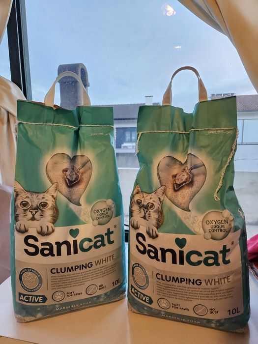 2x 10L Sanicat Clumping White Areia Aglomerante Branca