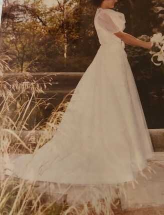 Vestido noiva branco em tule e renda, tamanho 38