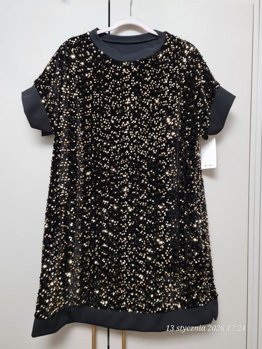 Nowa sukienka cekiny złote