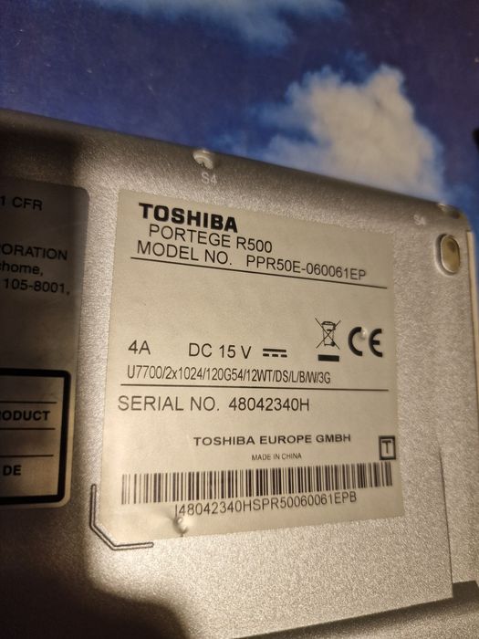 Toshiba portege R500 - Windows e Office
Windows + Office 

Ecrã 12 Pol
