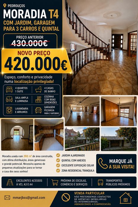 T4 Detached House with Garden, Garage for 3 Cars and Courtyard | Pedrouços