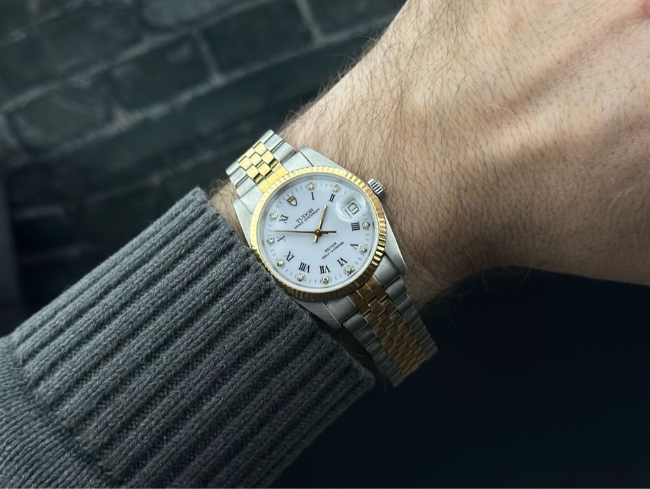 Tudor Prince Oysterdate 74033 White Roman Diamond Factory Dial