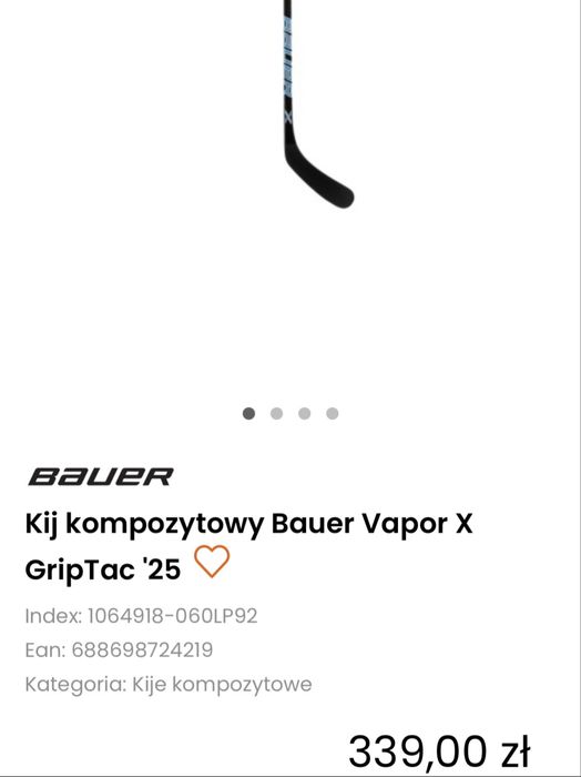 Nowy prawy Kij Vapor x bauer GripTac 25