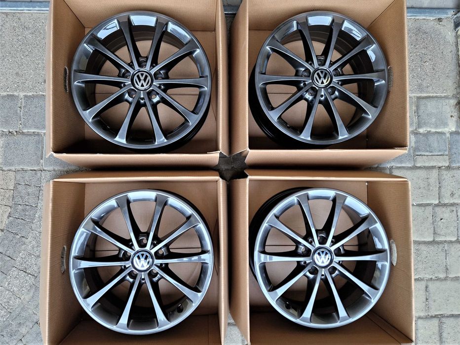 Alufelgi 17 5x112 VW Golf Passat Touran Jetta Caddy T-Roc Chrom Shadow ! 728#