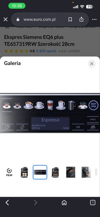 ekspres ciśnieniowy do kawy Siemens EQ.6 plus S700 kawa ekspress