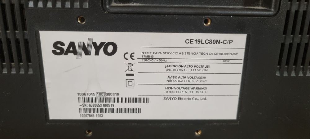 TV sanyo ce19lc80n funcional