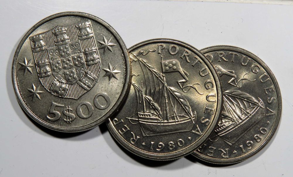 Moedas Republica - 5$ 1975, 76 77 79 80 81 82 83 84 85 e 1986 - NOVAS DE ROLO - Só 1€ cada