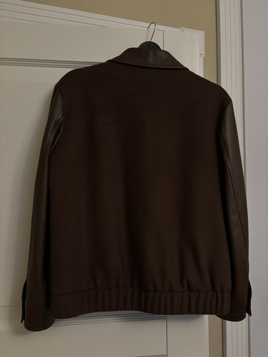 Кашеміровий шкіряний бомбер куртка вовна кашемір шкіра коричневий