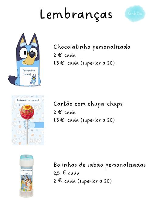 Lembranças para festas