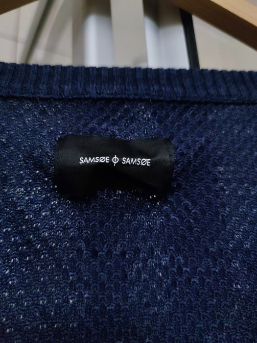 Sweter klasyczny niebieski granatowy XL samsoe samsøe męski wełna swet