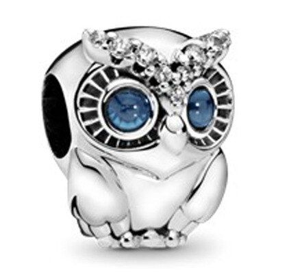CHARMS do bransoletki Pandora BEADS KORALIK niebieska sowa s925