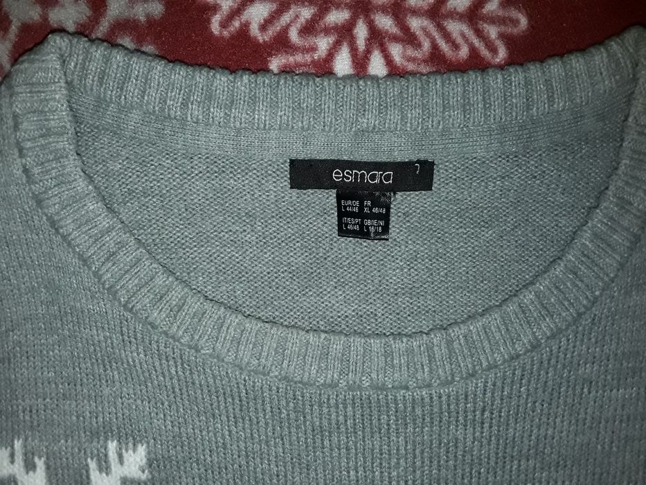 Świąteczny szary sweterek Let it snow 44 jak Nowy