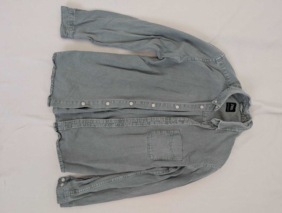 Koszula Jeansowa Meska Zara Zielona Rozmiar S