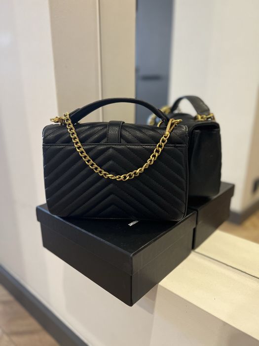 yves saint laurent collage medium bag ysl czarna torebka skórzana