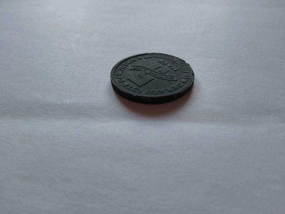 Getto w Łodzi 5 marek 1943 magnez 2/2 bardzo rzadki destrukt.Okazja.