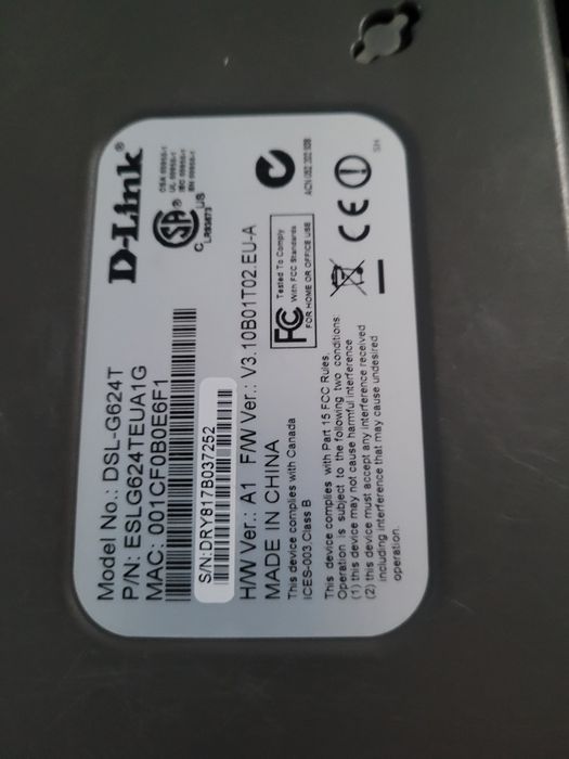 Router D-link DSL -G 624T