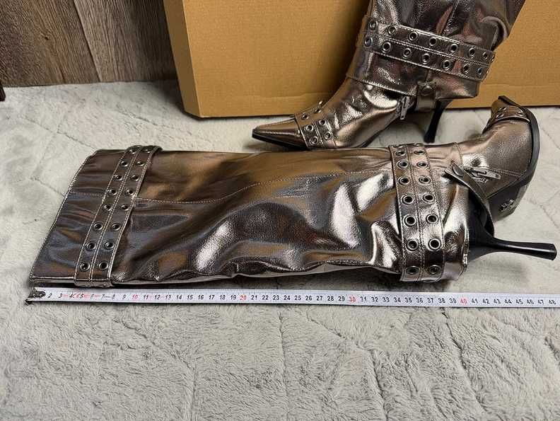 Srebrne kozaki botki damskie Steve Madden Showcaser 39